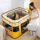 Rectangular Foldable Pet Fence Dog and Cat Litter Pet Delivery Room M(Blue Panda)