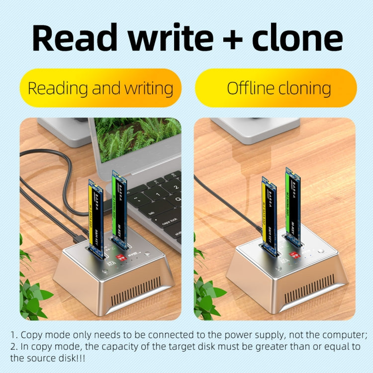 USB3.2 10Gbps to M.2 NVMe SATA Docking Station With Cooling Fan