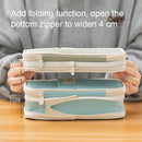 Angoo Macaron Double-layer Retractable Large-capacity Pencil Case Stationery Box(Light Blue)