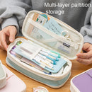 Angoo Macaron Double-layer Retractable Large-capacity Pencil Case Stationery Box(Purple)