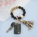 2 PCS Wooden Bead Frosted Bracelet Key Chain Pendant(Snake Pattern)