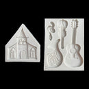 5PCS Castle Musical Silicone Mold Chocolate Fondant Cake Decor, Style:, Specification: Rectangle