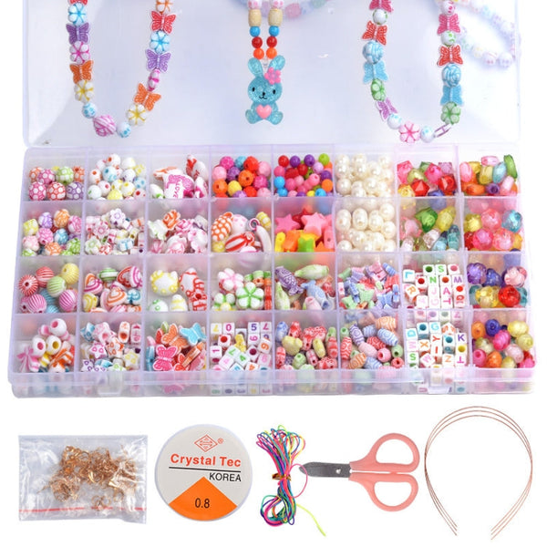 32 Grid Acrylic Beaded Kids DIY Necklace Bracelet Toys Without Box