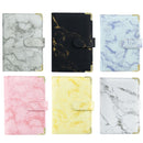 A6 Binder Budget Book Marbled Notebook PU Leather Binder(Blue -Purple)