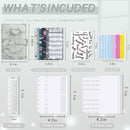 A6 Binder Budget Book Marbled Notebook PU Leather Binder(Blue -Purple)