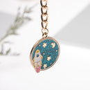 5 PCS Drip Oil Round Keychain Key Ring Bag Pendant(Astronauts)
