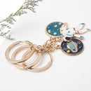 5 PCS Drip Oil Round Keychain Key Ring Bag Pendant(Unicorn)