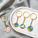 5 PCS Drip Oil Round Keychain Key Ring Bag Pendant(Astronauts)