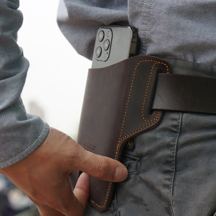 EASYONLY ZPYB018 Leather Outdoor Sports Phone Pocket With Cover(Coffee)