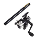 LEO Pen Type Fishing Rod & Spinning Wheel Fishing Reel Portable Pocket Fishing Gear(H8022B Black)