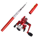 LEO Pen Type Fishing Rod & Spinning Wheel Fishing Reel Portable Pocket Fishing Gear(H8022R Red)