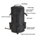 LEO 28085 Cylina Shape Fishing Gear Backpack Fishing Rod Outdoor Shoulder Bag(28085-B Black)