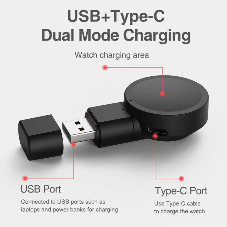 For Samsung Galaxy Watch 4 / 3 USB Mini Portable Watch Charger(Black)