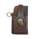 EASYONLY Portable Leather Magnetic With Cover Outdoor Sports Running Phone Waist Bag(Coffee)