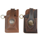 EASYONLY Portable Leather Magnetic With Cover Outdoor Sports Running Phone Waist Bag(Coffee)