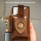 EASYONLY Portable Leather Magnetic With Cover Outdoor Sports Running Phone Waist Bag(Brown)
