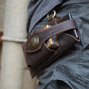 EASYONLY Portable Leather Magnetic With Cover Outdoor Sports Running Phone Waist Bag(Coffee)