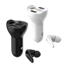 Car Charger With Bluetooth Headset 2 In 1 Cigarette Lighter, Style: 15W(Black)