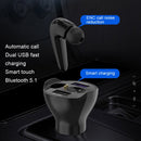 Car Charger With Bluetooth Headset 2 In 1 Cigarette Lighter, Style: 35W Fast Charge(White)