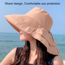 8062 Women Summer Neck Protection Sunscreen Hat Large Brim Fisherman Hat(Light Gray)