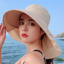 8062 Women Summer Neck Protection Sunscreen Hat Large Brim Fisherman Hat(Light Gray)