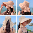 8062 Women Summer Neck Protection Sunscreen Hat Large Brim Fisherman Hat(Light Gray)