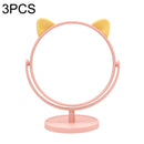 3PCS A9-1-5 HD Desktop Makeup Mirror Student Dormitory Portable Mirror, Style: Cat Ear (Pink)
