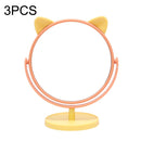 3PCS A9-1-5 HD Desktop Makeup Mirror Student Dormitory Portable Mirror, Style: Cat Ear (Orange)