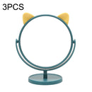 3PCS A9-1-5 HD Desktop Makeup Mirror Student Dormitory Portable Mirror, Style: Cat Ear (Blue)