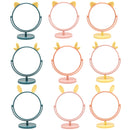 3PCS A9-1-5 HD Desktop Makeup Mirror Student Dormitory Portable Mirror, Style: Cat Ear (Blue)