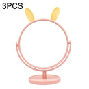 3PCS A9-1-5 HD Desktop Makeup Mirror Student Dormitory Portable Mirror, Style: Rabbit Ear (Pink)