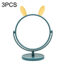 3PCS A9-1-5 HD Desktop Makeup Mirror Student Dormitory Portable Mirror, Style: Rabbit Ear (Blue)