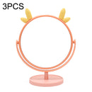 3PCS A9-1-5 HD Desktop Makeup Mirror Student Dormitory Portable Mirror, Style: Deer Ear (Pink)