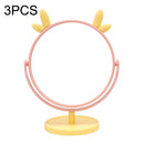 3PCS A9-1-5 HD Desktop Makeup Mirror Student Dormitory Portable Mirror, Style: Deer Ear (Orange)