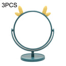 3PCS A9-1-5 HD Desktop Makeup Mirror Student Dormitory Portable Mirror, Style: Deer Ear (Blue)