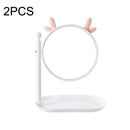 2PCS Bathroom Wall-mounted Multi-function Rotatable HD Vanity Mirror, Style: Deer (White)