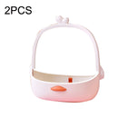 2PCS Student Dormitory Desktop Dressing Mirror Hanging Storage Beauty Mirror(White)