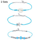 2 Sets 3 In 1 Starfish Shell Beaded Adjustable Bracelet