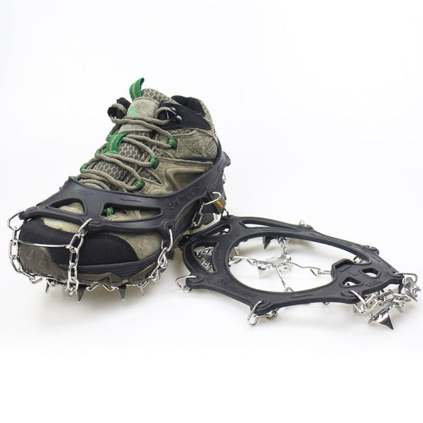 1 Pair 23 Spikes Crampons Outdoor Winter Walk Ice Fishing Snow Shoe Spikes,Size: XL Black