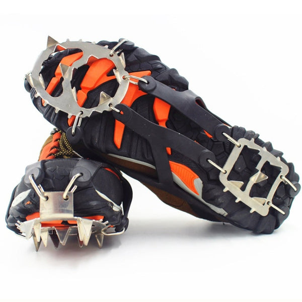 1 Pair 18 Large Spikes Crampons Outdoor Winter Walk Ice Fishing Snow Shoe Spikes,Size: M Black