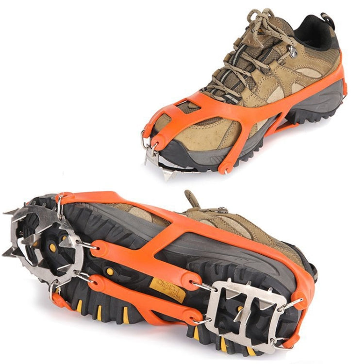 1 Pair 18 Large Spikes Crampons Outdoor Winter Walk Ice Fishing Snow Shoe Spikes,Size: L Orange