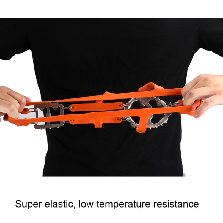 1 Pair 18 Large Spikes Crampons Outdoor Winter Walk Ice Fishing Snow Shoe Spikes,Size: L Orange