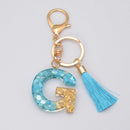 2 PCS English Alphabet Epoxy Tassel Keychain Bag Pendant(G)