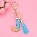 2 PCS English Alphabet Epoxy Tassel Keychain Bag Pendant(J)