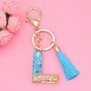 2 PCS English Alphabet Epoxy Tassel Keychain Bag Pendant(L)