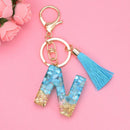 2 PCS English Alphabet Epoxy Tassel Keychain Bag Pendant(N)