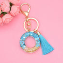 2 PCS English Alphabet Epoxy Tassel Keychain Bag Pendant(O)
