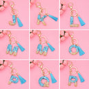 2 PCS English Alphabet Epoxy Tassel Keychain Bag Pendant(O)