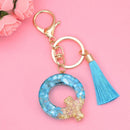 2 PCS English Alphabet Epoxy Tassel Keychain Bag Pendant(Q)