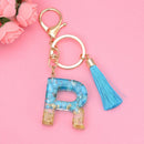 2 PCS English Alphabet Epoxy Tassel Keychain Bag Pendant(R)
